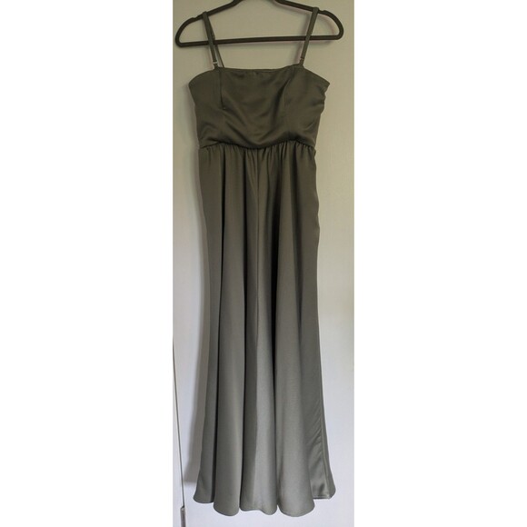BHLDN - Elsie Straight Neck Satin A-Line Gown Size US 10 Anthropologie - Picture 5 of 11